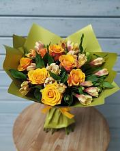 Букет цветов из:  Альстромерии и Розы в Марьино Курской области