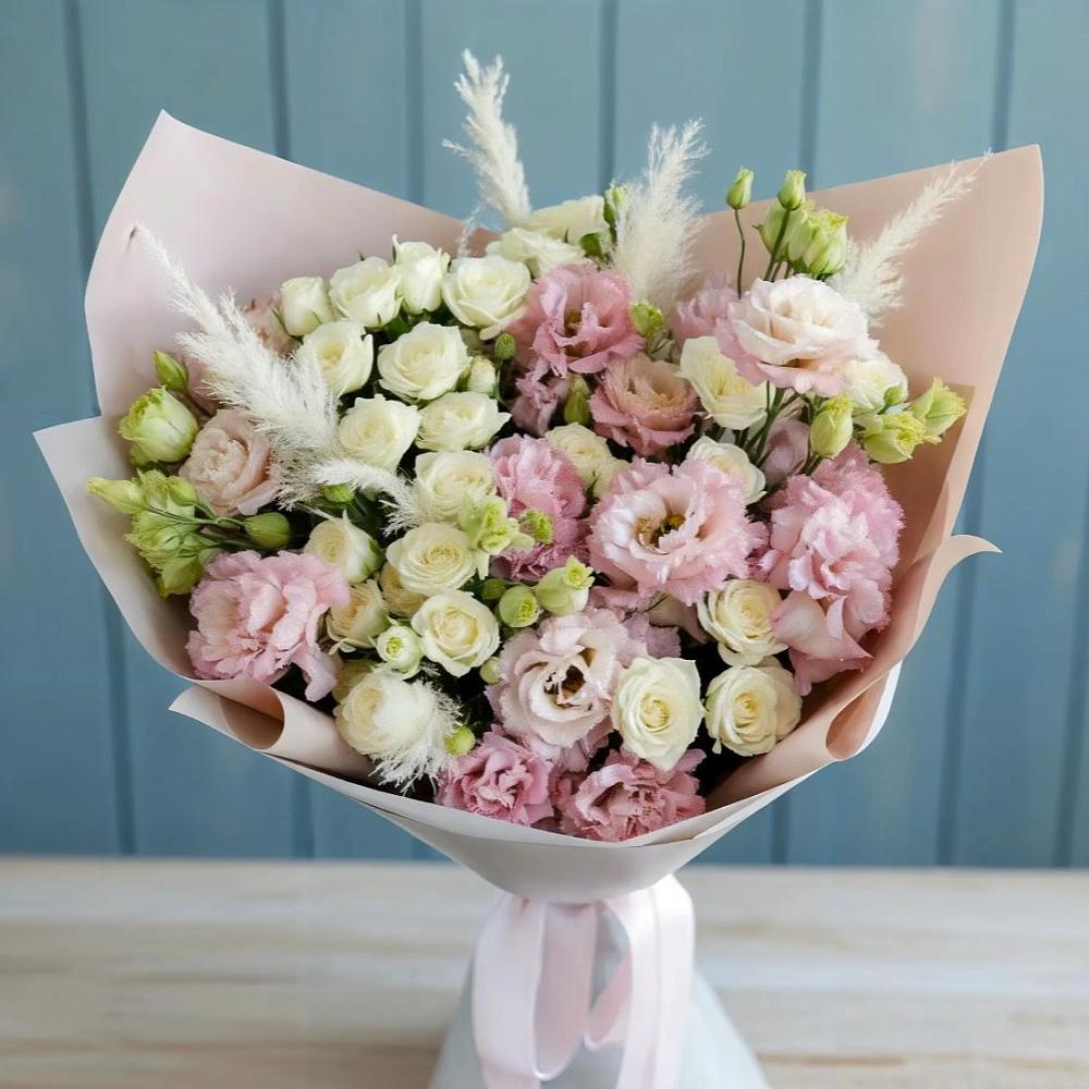 Букет цветов из: Альстромерии и Розы в Марьино Курской области