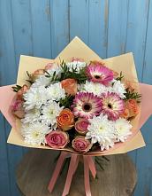 Букет цветов из:  Розы, Герберы и Хризантемы #REPLACE_PRED# Марьино Курской области
