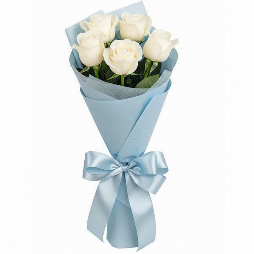 Букет 5 Белых роз Проуд в Марьино Курской области