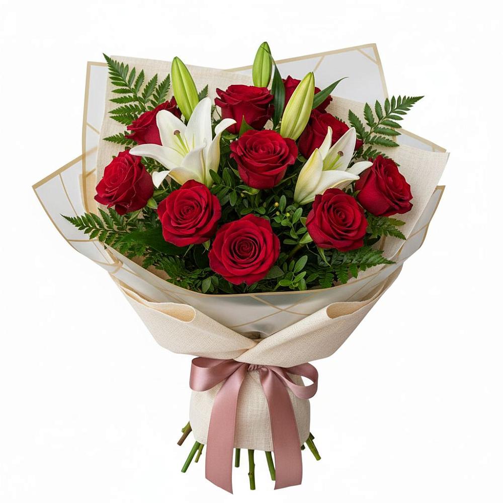 Букет цветов из: Лилии и Розы в Марьино Курской области