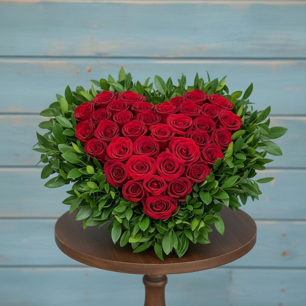 Цветочная композиция из Розы в виде сердца в Марьино Курской области