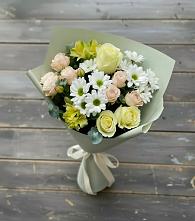 Букет цветов из:  Альстромерии, Розы и Хризантемы #REPLACE_PRED# Марьино Курской области