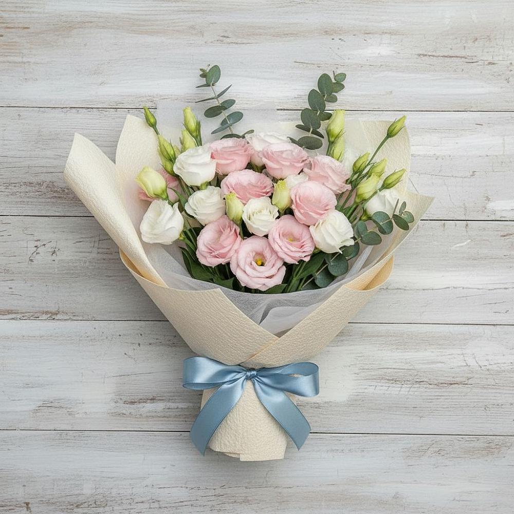 Букет цветов из: Лизиантусы в Марьино Курской области